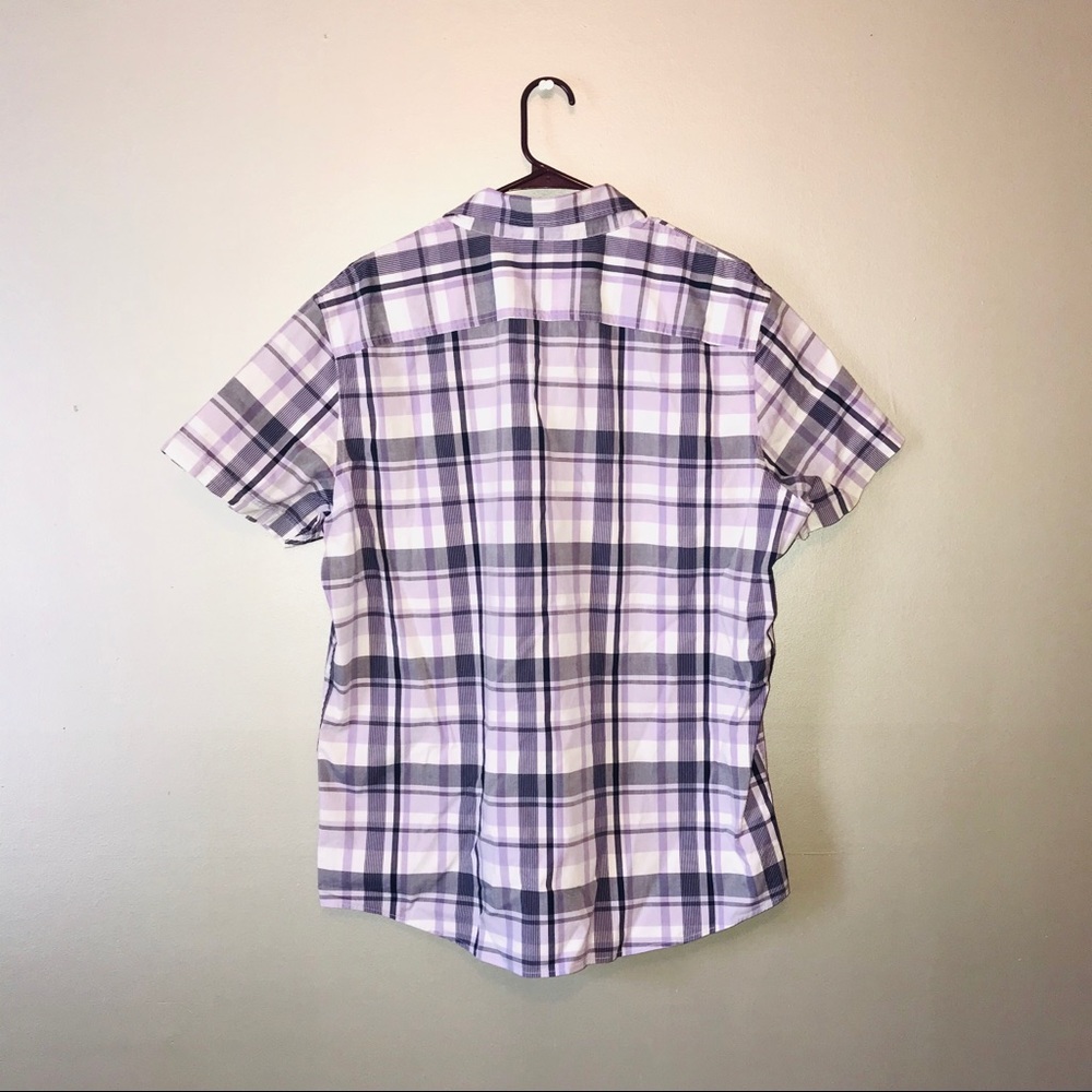Apt 9 Purple White Plaid Button Up Shirt - Picture 2 of 5